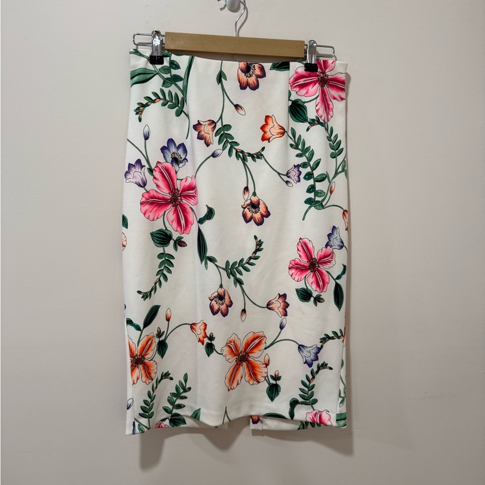 Express White Floral Pencil Skirt